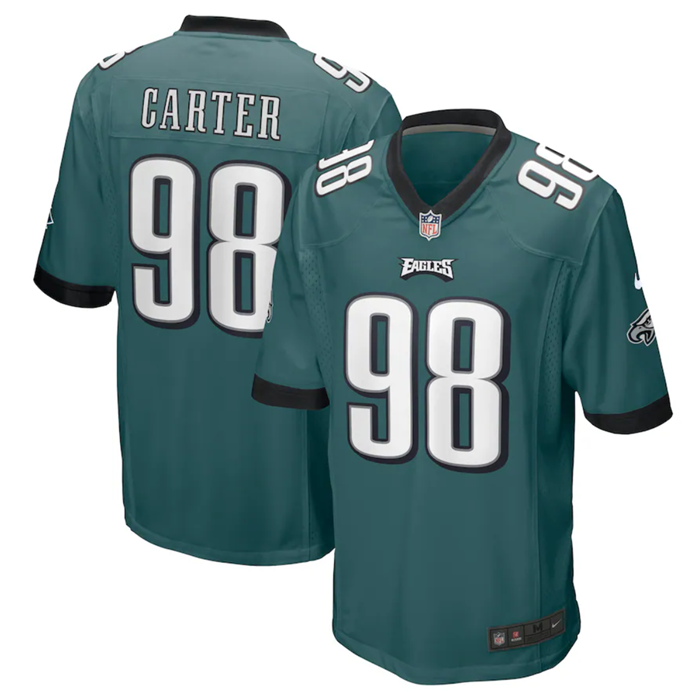 Youth Philadelphia Eagles #98 Jalen Carter Green Stitched Football Jersey